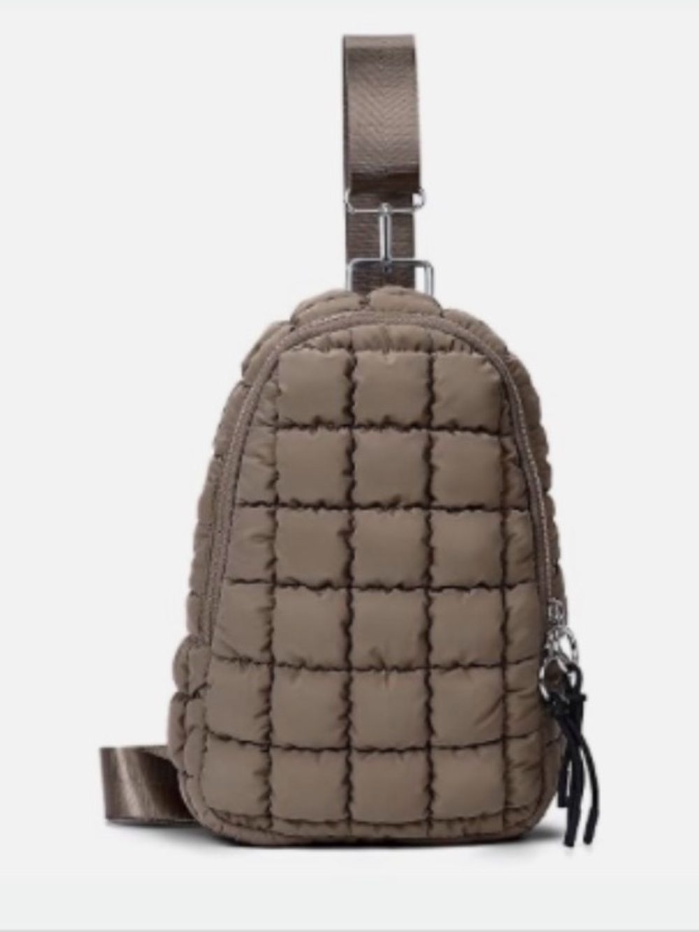 Quilted Sling Backpack in Brown/Coffee/Tan